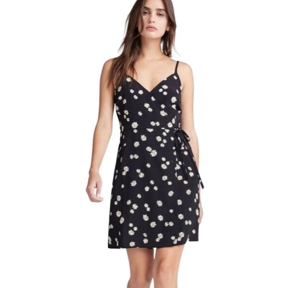 Sanctuary Wrap It Up Floral Tank Wrap Dress In Black Daisy Chain Size XS New - Picture 1 of 9